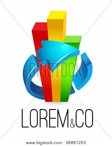 Logo template vector, graphs with arrow