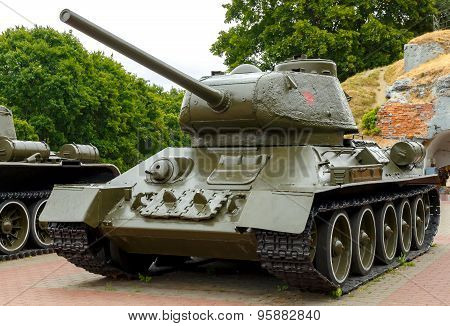Tank T-34-85 At The Brest Fortress.