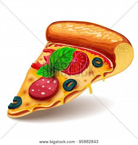 Icon Italian pizza. A slice of pizza for the design of advertising for your restaurant business.