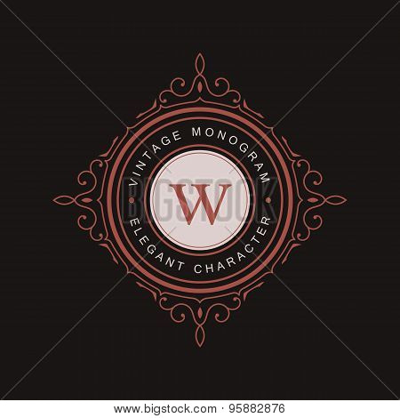 Vintage monogram on dark background.