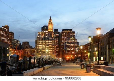Boston Custom House at night, USA
