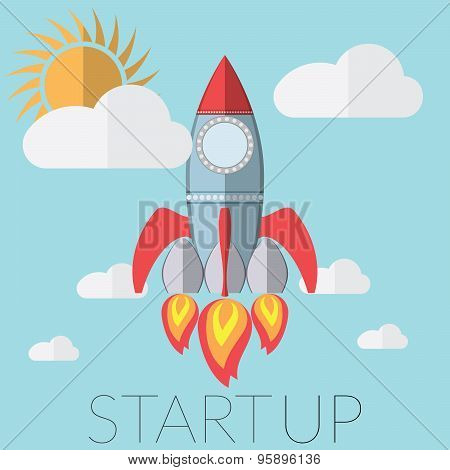 Flat Design Modern Vector Illustration Concept For New Business Project Startup, Launching New Innov