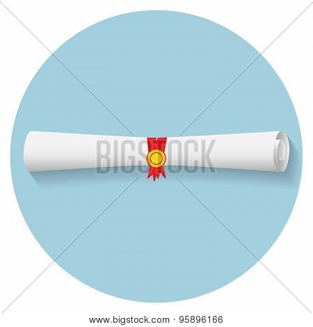 Flat Design Modern Vector Illustration Of Graduation Diploma Icon