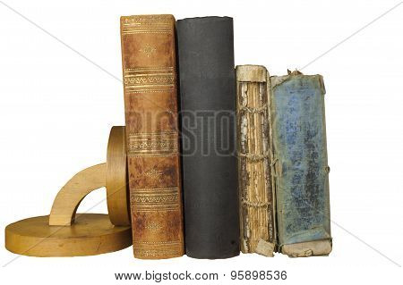 Front view of old book stacked