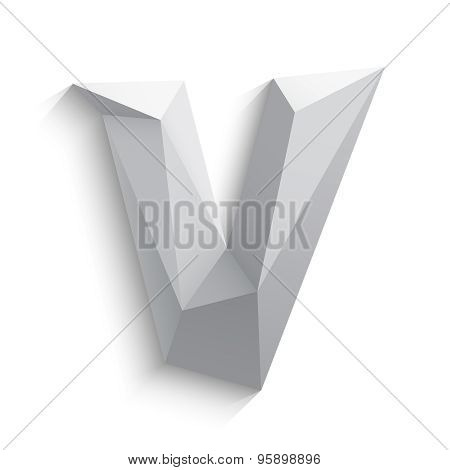 Vector illustration of 3d letter V on white background.