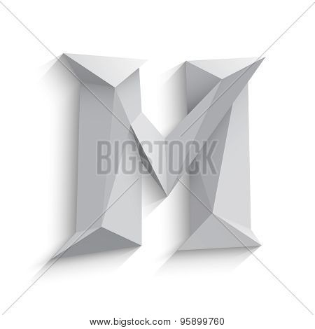 Vector illustration of 3d letter M on white background.