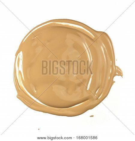 Splash of makeup base on white background, with copy space