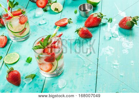 Summer Refreshing Mojito With Strawberry