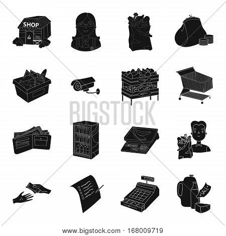 Supermarket set icons in black design. Big collection of supermarket vector symbol stock illustration
