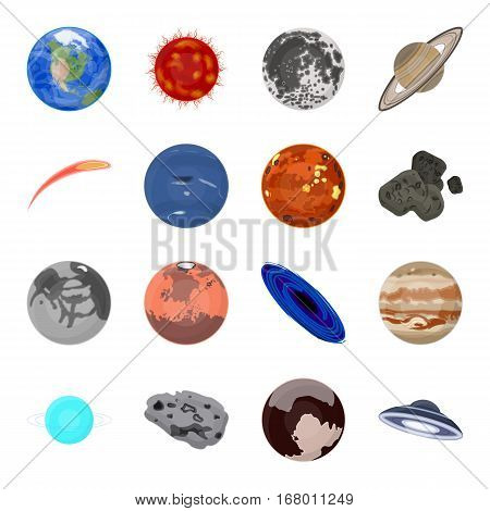 Planets set icons in cartoon design. Big collection of planets vector symbol stock illustration