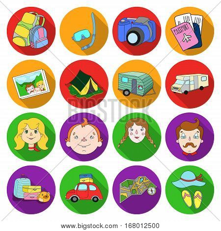Family holiday set icons in flat design. Big collection of family holiday vector symbol stock illustration