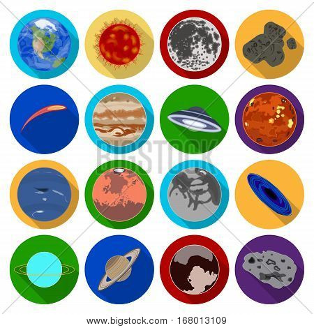 Planets set icons in flat design. Big collection of planets vector symbol stock illustration
