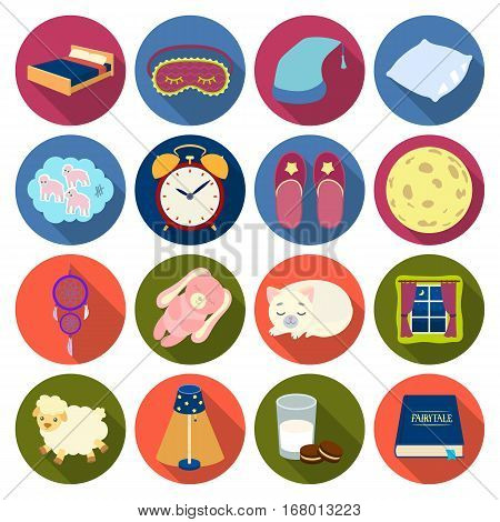 Sleep and rest set icons in flat design. Big collection of sleep and rest vector symbol stock illustration