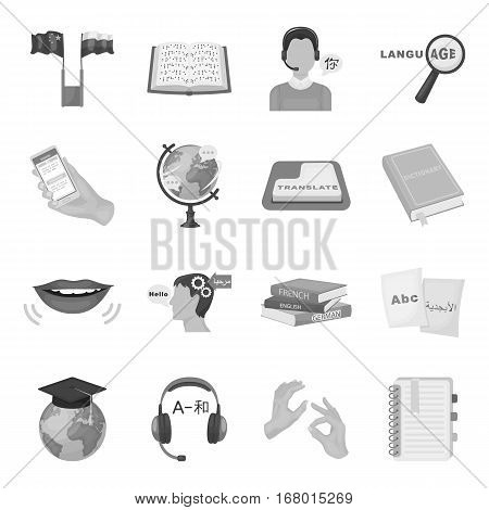 Interpreter and translator set icons in monochrome design. Big collection of interpreter and translator vector symbol stock illustration