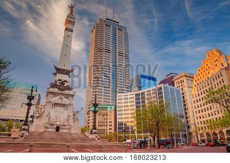 Indianapolis. Cityscape image of downtown Indianapolis, Indiana during sunset.