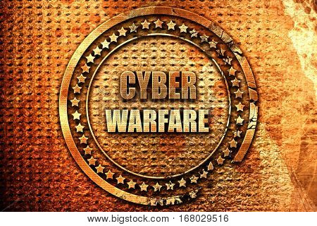 Cyber warfare background, 3D rendering, grunge metal stamp