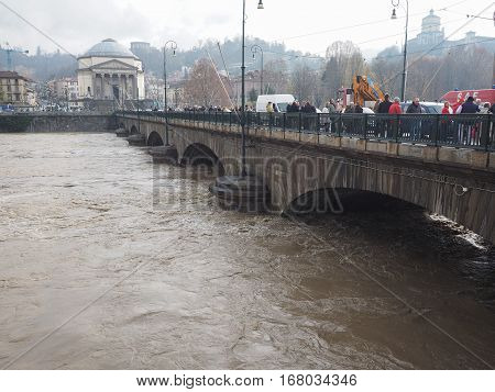 River Po Flood In Turin