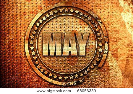 may, 3D rendering, grunge metal stamp