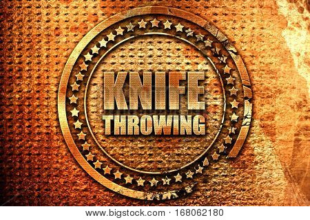 knife throwing, 3D rendering, grunge metal stamp