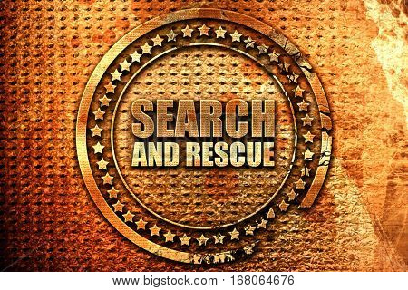search and resue, 3D rendering, grunge metal stamp