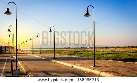 Photos Park in Thailand Along the banks of the Mekong River The sun goes down