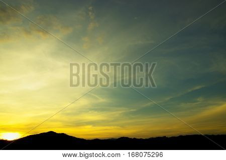 Bright Orange And Yellow Colors Sunset Sky.