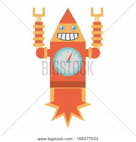 robot clock laungh rocket smile vector illustration eps 10