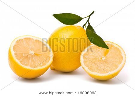 Citron s čerstvých listů. Makro snímek. Studio bílé pozadí.