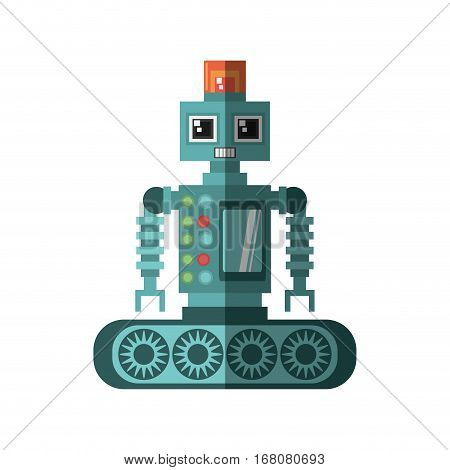 robot machine alarm clock wheel shadow vector illustration eps 10
