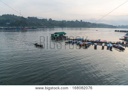 Landscape river view of Sagklaburi Kanchanaburi Thailand