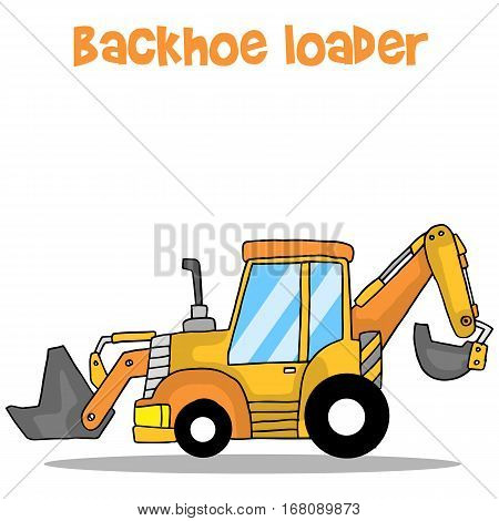 Backhoe loader cartoon vector art illustration collection