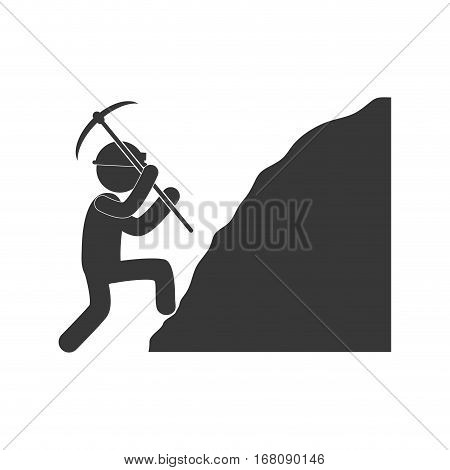 worker mining pickaxe rock figure pictogram vector illustration eps 10