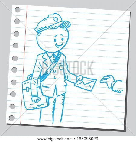 Funny postman delivering letter