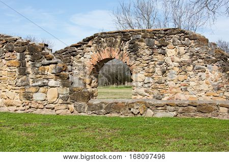 Old walls of Spanish Mission Espada near San Antonio Texas.