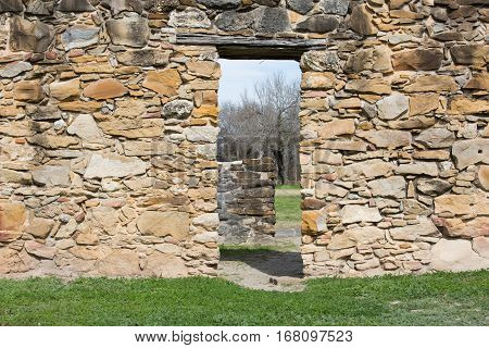 Walls of old Spanish Mission Espada near San Antonio Texas.