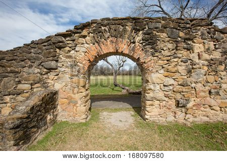 Walls of Spanish Mission Espada near San Antonio Texas.
