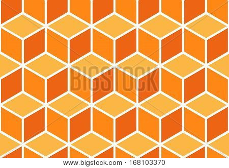 Seamless pattern of colored cubes. Endless cubic background. Optical illusion.