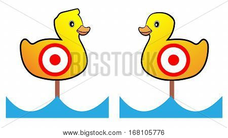 Two Target yellow duck shooting range, vector