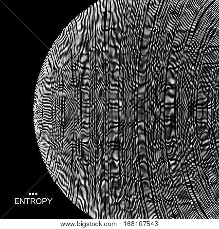 Array with Dynamic Particles. 3D Technology Style. Abstract Background. Vector Illustration. 