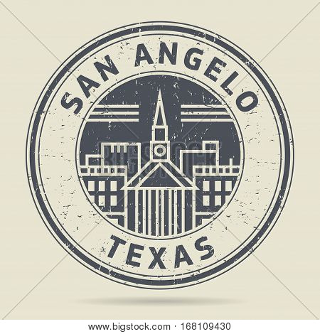 Grunge rubber stamp or label with text San Angelo Texas written inside vector illustration