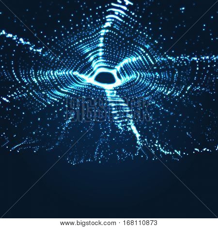 Space vortex. Black hole made from Flying Particles. Abstract Background. 3D Vector Illustration.