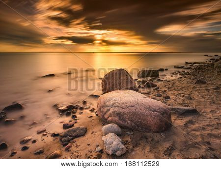 Baltic Rocky Shore In Gdynia, Poland