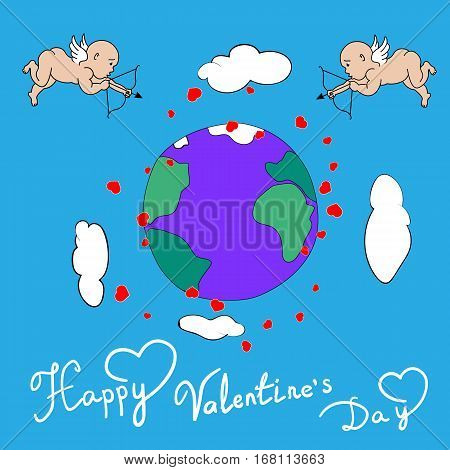 Happy Valentines day Cupid vector love illustration