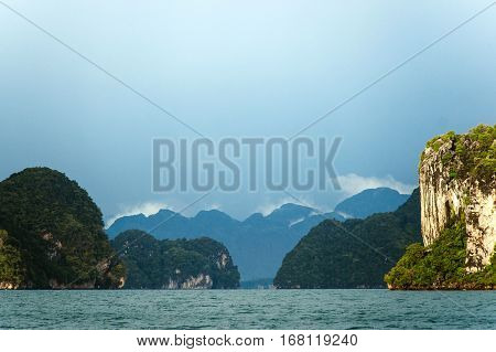 Sea mountain. Thai Mountain Sea. Big mountains on the horizon