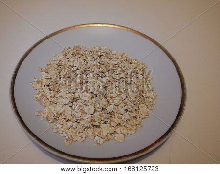 Oat Flakes N A Small White Plate