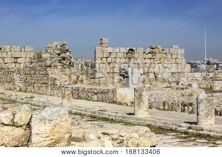 The ruins of the ancient citadel in Amman, Jordan