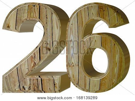 Numeral 26, Twenty Six, Isolated On White Background, 3D Render