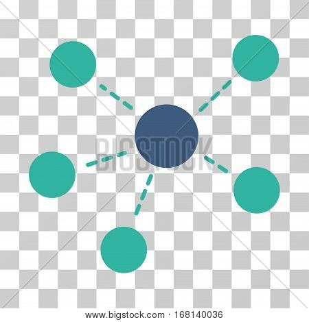 Connections icon. Vector illustration style is flat iconic bicolor symbol, cobalt and cyan colors, transparent background. Designed for web and software interfaces.