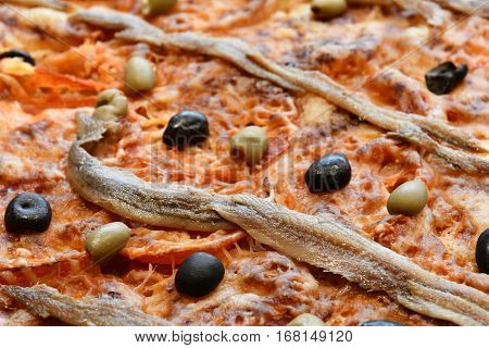 Saint Germain en Laye France - june 12 2016 : pizza in a caterer shop
