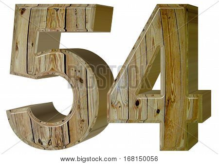 Numeral 54, Fifty Four, Isolated On White Background, 3D Render